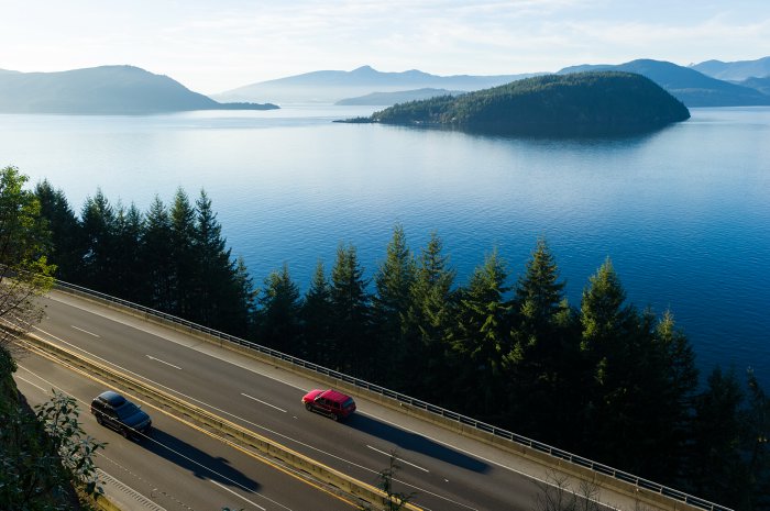 The stunning Sea to Sky Highway north of Vancouver